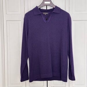 Emile Lafaurie Merino Wool and Cashmere polo sweater Size xxl purple violet knit